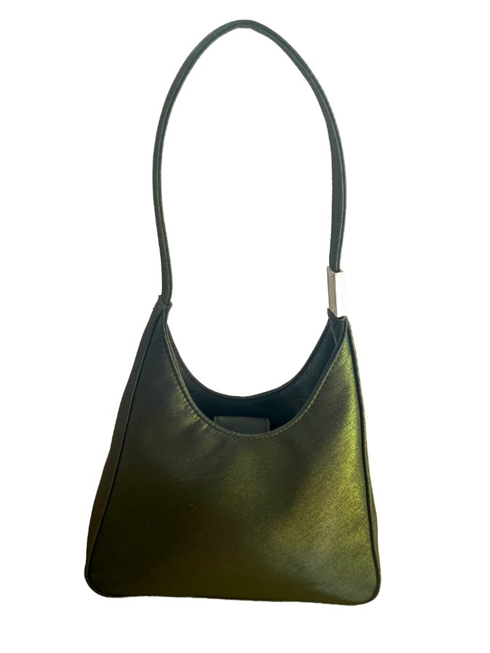 Y2K Fiorelli Dark Green Satin Mini Baguette Bag